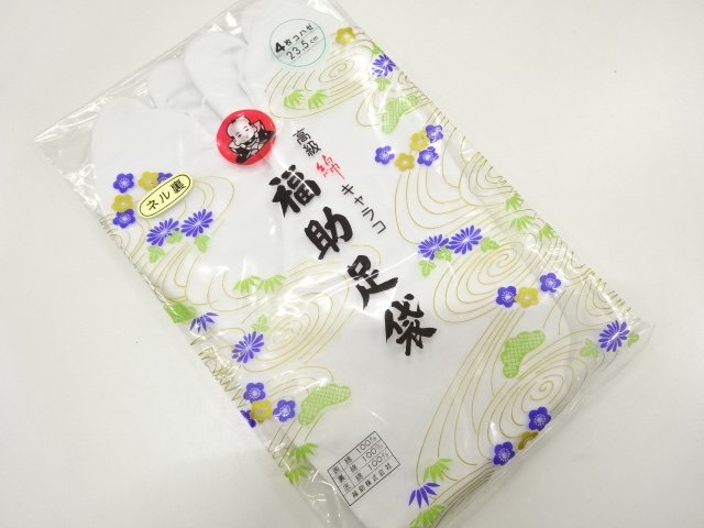 JAPANESE KIMONO / UNUSED FUKUSUKE WHITE TABI SOCKS (23.5 CM / 4-CLASP)